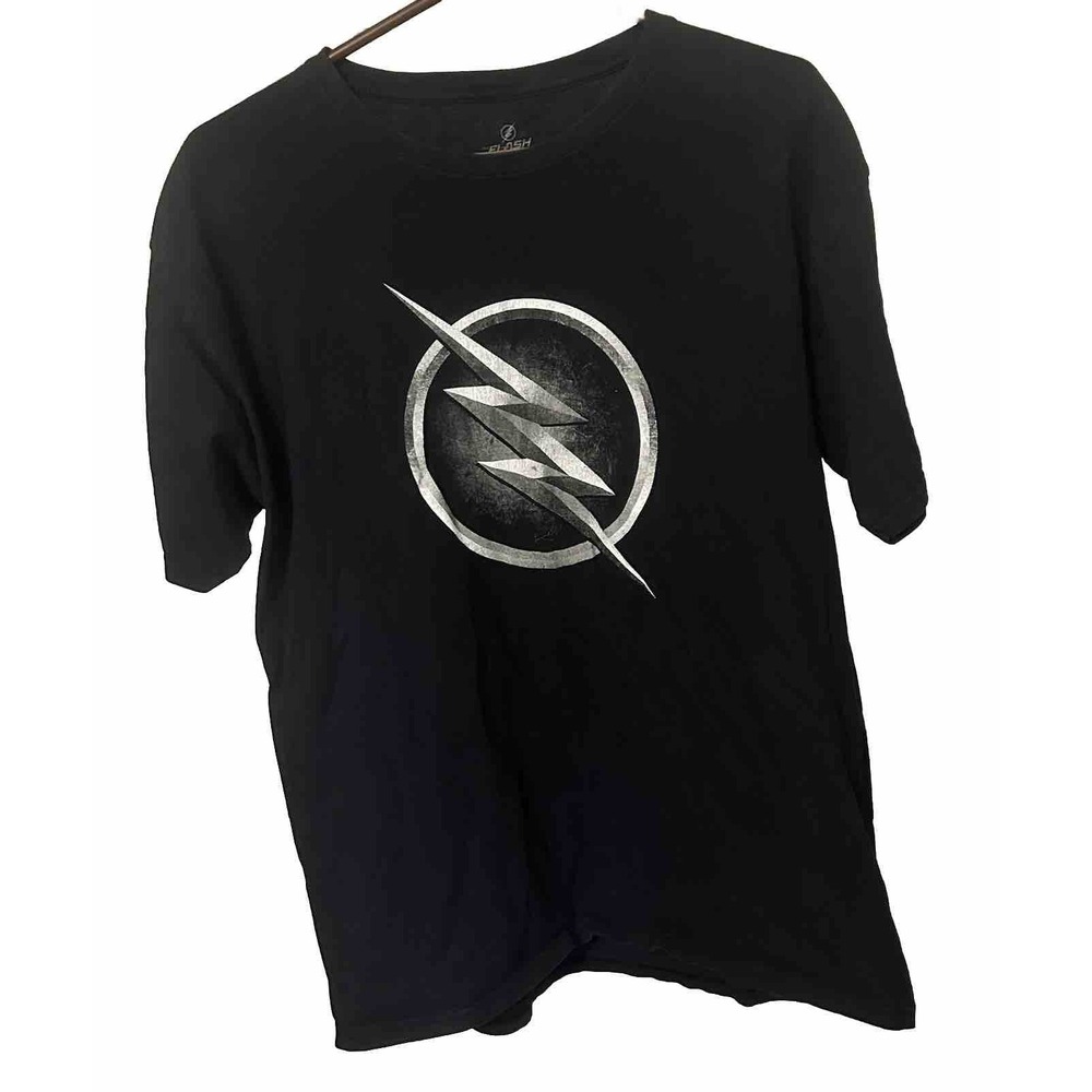 The Flash Men's Size Large DC Comics Black with Gray Logo Graphic SS T-Shirt